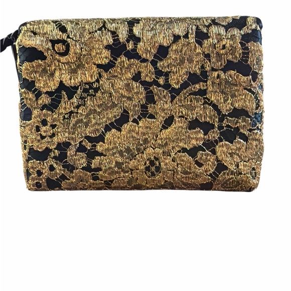 RARE Vintage Chanel Metallic Gold Lace Evening Bag - 1 Series Full Set - Picture 2 of 11